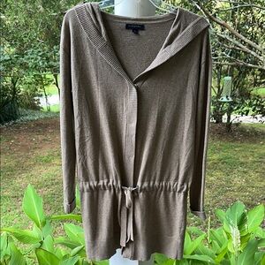 Banana Republic Taupe Hooded Cardigan Sweater Knit
